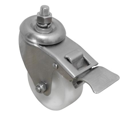 Imagem de Rodizio giratório inox 304 3 polegadas com espiga com rosca e freio