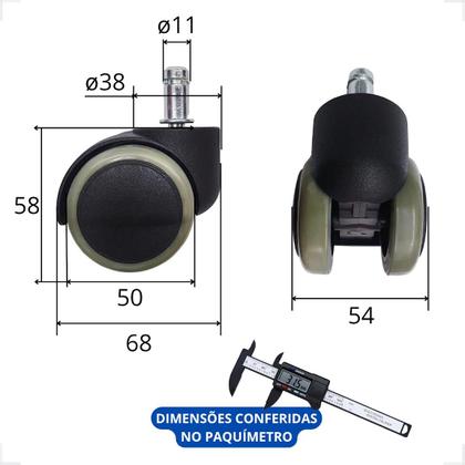 Imagem de Rodízio Kit 5 Rodinhas Cadeira De Trabalho Nylon Antirisco