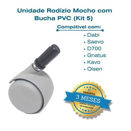 Imagem de Rodízio P/ Mocho C/ Bucha Pvc (Cinza) Compatível Kavo/outros