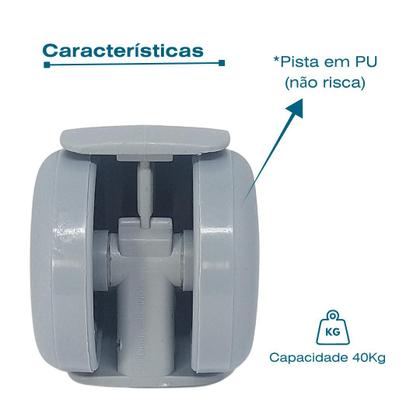 Imagem de Rodízio P/ Mocho C/ Bucha Pvc (Cinza) Compatível Kavo/outros