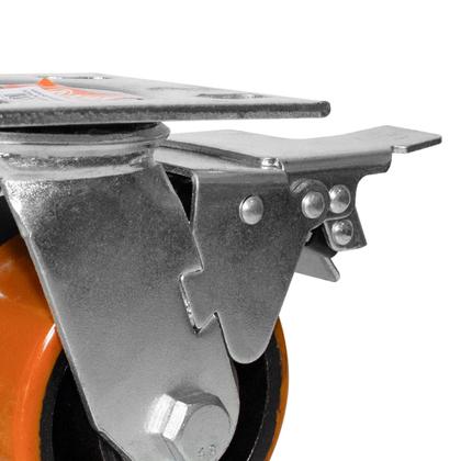 Imagem de Rodízio Roda Giratório Laranja 42 Pu de 100 Mm Até 400 Kg Com Freio Total Ajax