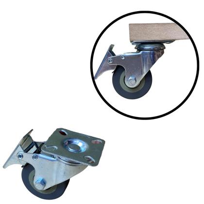 Imagem de Rodízio Rodinha Giratório Placa Base Aço Roda PP Cinza Diâmetro 50mm 2" C/ Trava Freio