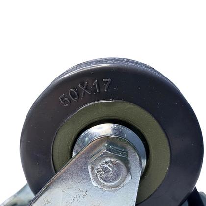 Imagem de Rodízio Rodinha Giratório Placa Base Aço Roda PP Cinza Diâmetro 50mm 2" C/ Trava Freio