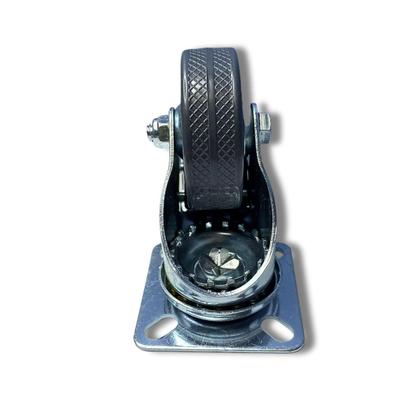 Imagem de Rodízio Rodinha Giratório Placa Base Aço Roda PP Cinza Diâmetro 50mm 2" C/ Trava Freio