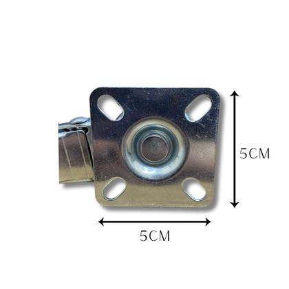 Imagem de Rodízio Rodinha Giratório Placa Base Aço Roda PP Cinza Diâmetro 50mm 2" C/ Trava Freio