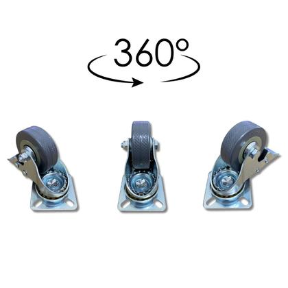 Imagem de Rodízio Rodinha Giratório Placa Base Aço Roda PP Cinza Diâmetro 50mm 2" C/ Trava Freio