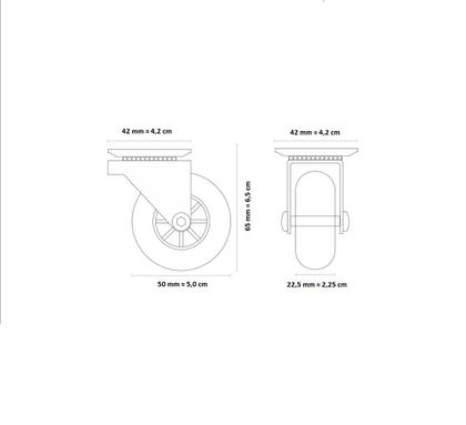 Imagem de Rodízio rodinha preto preta para móveis giratório gel silicone 50 mm sem freio / trava