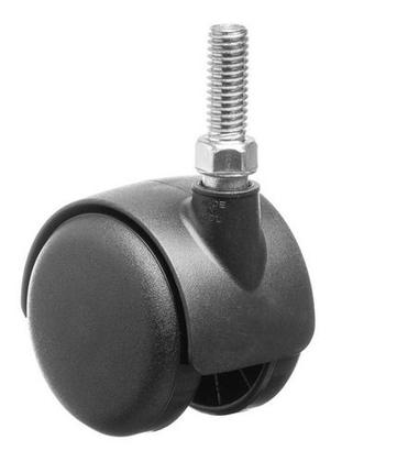 Imagem de Rodizio Rosca 3/8'' C/ Freio Roda Dupla Nylon Preta 40kg
