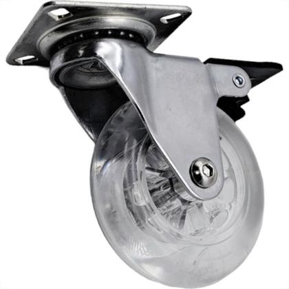 Imagem de Rodizio Silicone Jomarca Base Giratoria Com Trava 75Mm