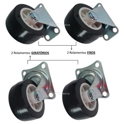 Imagem de Rodízios 1.5” 2 Fixos e 2 Giratórios, Movimentação Silenciosa BOM5525