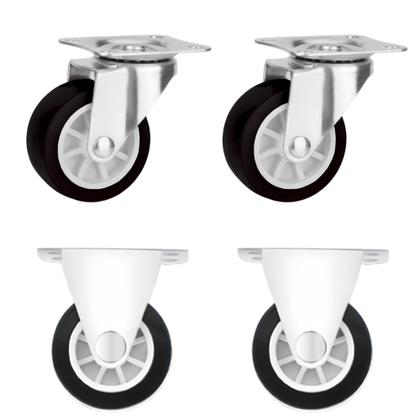 Imagem de Rodízios 1.5” 2 Fixos e 2 Giratórios, Movimentação Silenciosa BOM5525