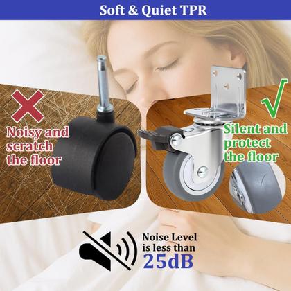 Imagem de Rodízios de móveis ENYKE em forma de L de borracha TPR de 2 polegadas, conjunto de 4