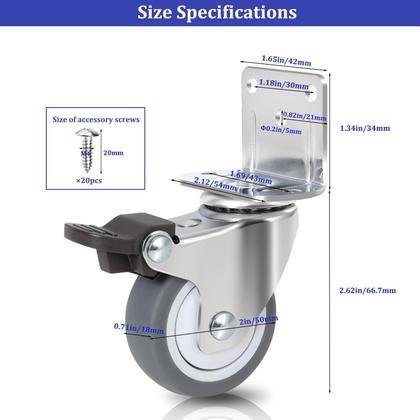 Imagem de Rodízios de móveis ENYKE em forma de L de borracha TPR de 2 polegadas, conjunto de 4