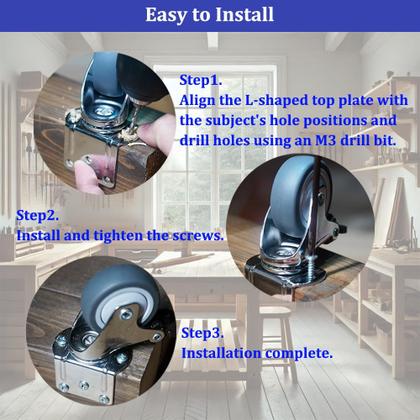 Imagem de Rodízios de móveis ENYKE em forma de L de borracha TPR de 2 polegadas, conjunto de 4