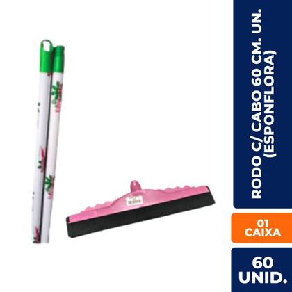 Imagem de Rodo com Cabo 60cm (Esponflora) Ideal p/ Pisos Amplos, Borracha Resistente e Alta Eficiência