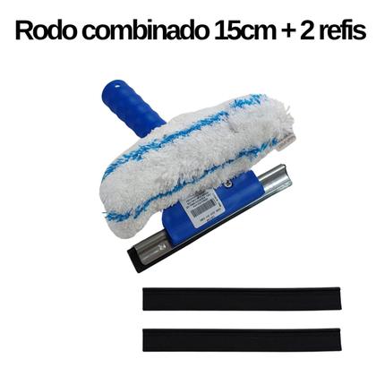 Imagem de Rodo combinado bralimpia 15cm limpa vidros s/cabo + 2 refis