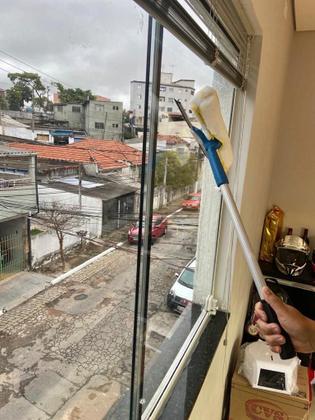 Imagem de RODO COMBINADO LIMPA VIDROS 35CM COM CABO BRALIMPIA Cor:Azul