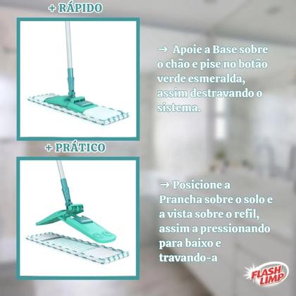 Imagem de Rodo Esfregão Mop Flat Plus 360 Microfibra + 2 Refil Extra