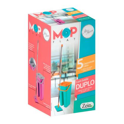Imagem de Rodo Flat Mop Balde Duplo Lava E Seca 5 Litros Refil Microfibra Rodo Magico
