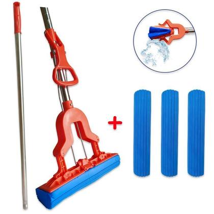 Imagem de Rodo Mágico Mop Dobrável Pro Com 3 Refis Espuma Limpa E Seca