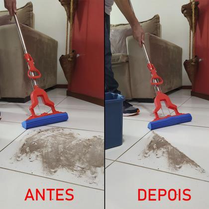 Imagem de Rodo Mop Dobrável com Espuma PVA e 5 Refis Esfregão Limpa e Seca Tudo
