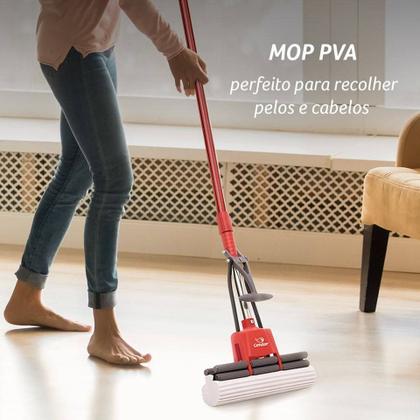Imagem de Rodo Mop Duplo Rolete Esfregão Condor Espuma PVA Absorvente Com 2 Refis