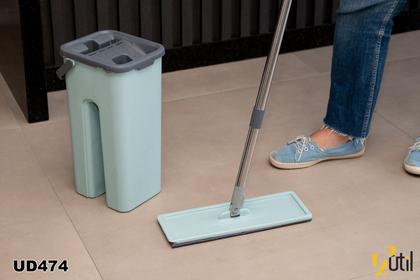 Imagem de Rodo Mop Flat Balde Lava E Seca Limpeza Esfregão Com 2 Refil