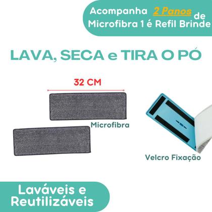 Imagem de Rodo MOP Flat Slim Multiuso Com 1 Refil + Balde Lava Seca Limpeza Geral em Todos os Tipos de Piso Prático e Rápido