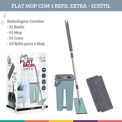 Imagem de Rodo Mop Lava E Seca Flat Multiuso Vertical + 1 Refil Extra