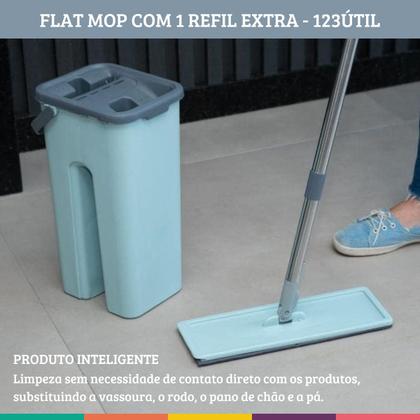 Imagem de Rodo Mop Lava E Seca Flat Multiuso Vertical + 1 Refil Extra