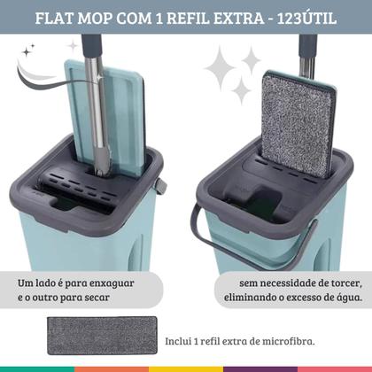 Imagem de Rodo Mop Lava E Seca Flat Multiuso Vertical + 1 Refil Extra