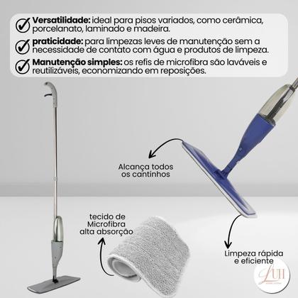 Imagem de Rodo Mop Spray com Reservatório 360º Microfibra Cabo Inox Rodo Esfregão Limpeza