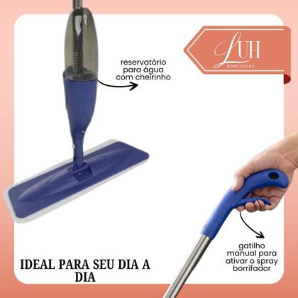 Imagem de Rodo Mop Spray com Reservatório 360º Microfibra Cabo Inox Rodo Esfregão Limpeza