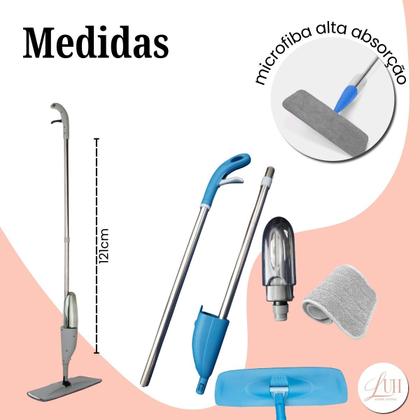 Imagem de Rodo Mop Spray com Reservatório 360º Microfibra Cabo Inox Rodo Esfregão Limpeza