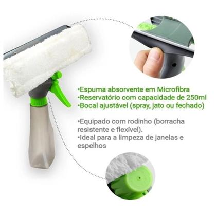 Imagem de Rodo mop spray com reservatorio limpa vidro janela box borrifador 3 em 1 kit completo