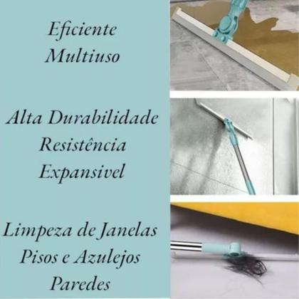 Imagem de Rodo Mop Vassoura de Silicone Mágica Giratório com Cabo Extensor Ideal para Limpeza de Piso, Vidro e Azulejos