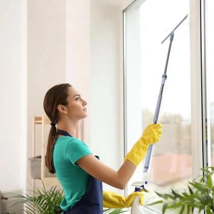 Imagem de Rodo Mop Vassoura de Silicone Mágica Giratório com Cabo Extensor Ideal para Limpeza de Piso, Vidro e Azulejos