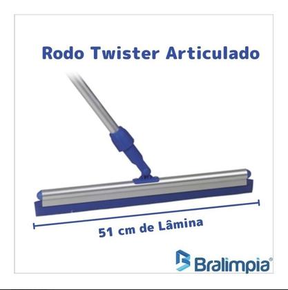 Imagem de Rodo Twister 45cm + Balde Com Tampa Retangular 25l Bralimpia