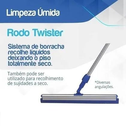 Imagem de Rodo Twister Cabo Retrátil Chega Até 1,40m Junta Articulada - Bralimpia