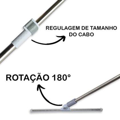 Imagem de Rodo Vassoura Silicone Multifuncional Cabo Extensor 1,04 Metros