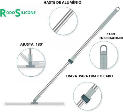 Imagem de Rodo Vassoura Silicone Multifuncional Cabo Extensor Limpa Vidros Pisos