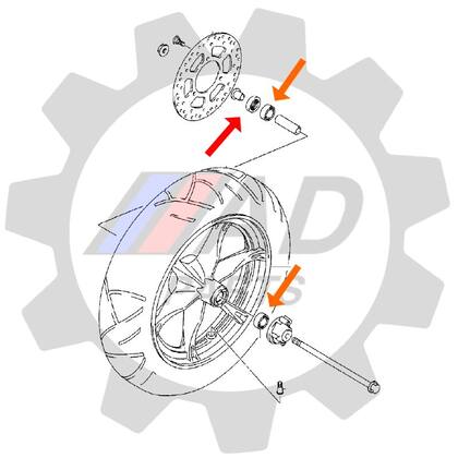 Imagem de Rolamento Roda Dianteira SUZUKI Burgman 125 2004 até 2010 Kit