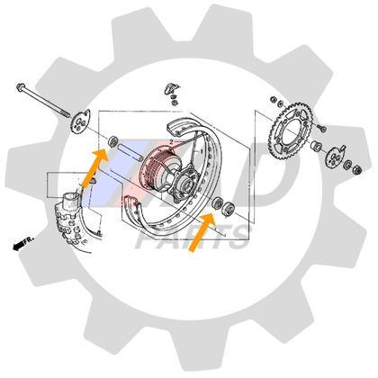 Imagem de Rolamento Roda Traseira HONDA NXR 160 Bros 2015 até 2019, Tambor