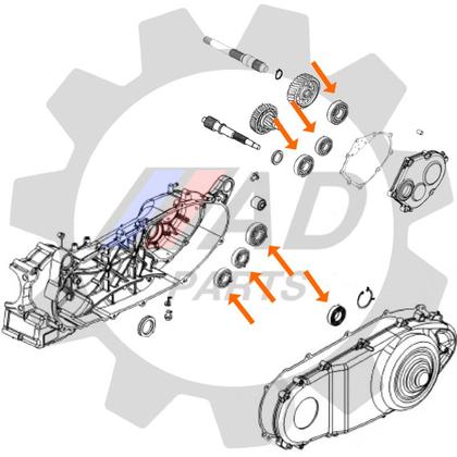 Imagem de Rolamentos Transmissão Kymco Downtown de 2016 até 2023