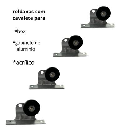 Imagem de Roldana Box 23mm Com Cavalete Acrilico Abrigo Pia Kit 4 Pcs