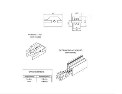 Imagem de Roldana linha-30 baixa "reta" s/rolamento janela porta aluminio kit 4 un