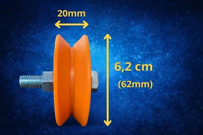 Imagem de Roldana Nylon Raiada Para Para Trilho de Portão de Correr Reforaça 20mm 1,5 Pol Tipo Cava V 1 Par