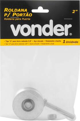 Imagem de Roldana Para Portão 2 Polegadas C/ Rolamento e Bucha Tipo "U" Vonder