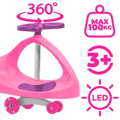 Imagem de Rolimã Carrinho Infantil Volante Gira 360 Cor Rosa E Roxo Brinquedo 1405 - Unitoys