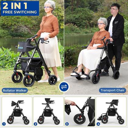 Imagem de Rollator Walker Akoasm dobrável com assento cinza leve